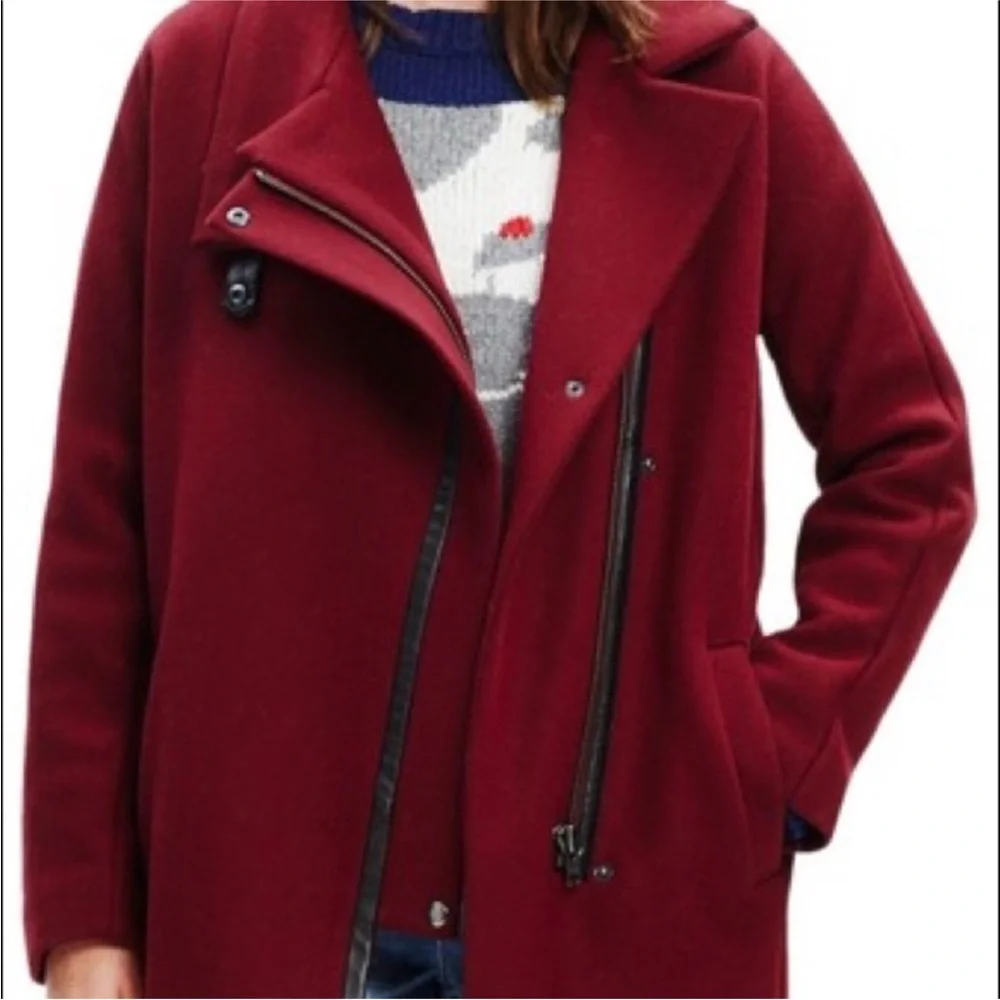 Madewell City Grid Asymmetrical Coat in Dark Cabernet